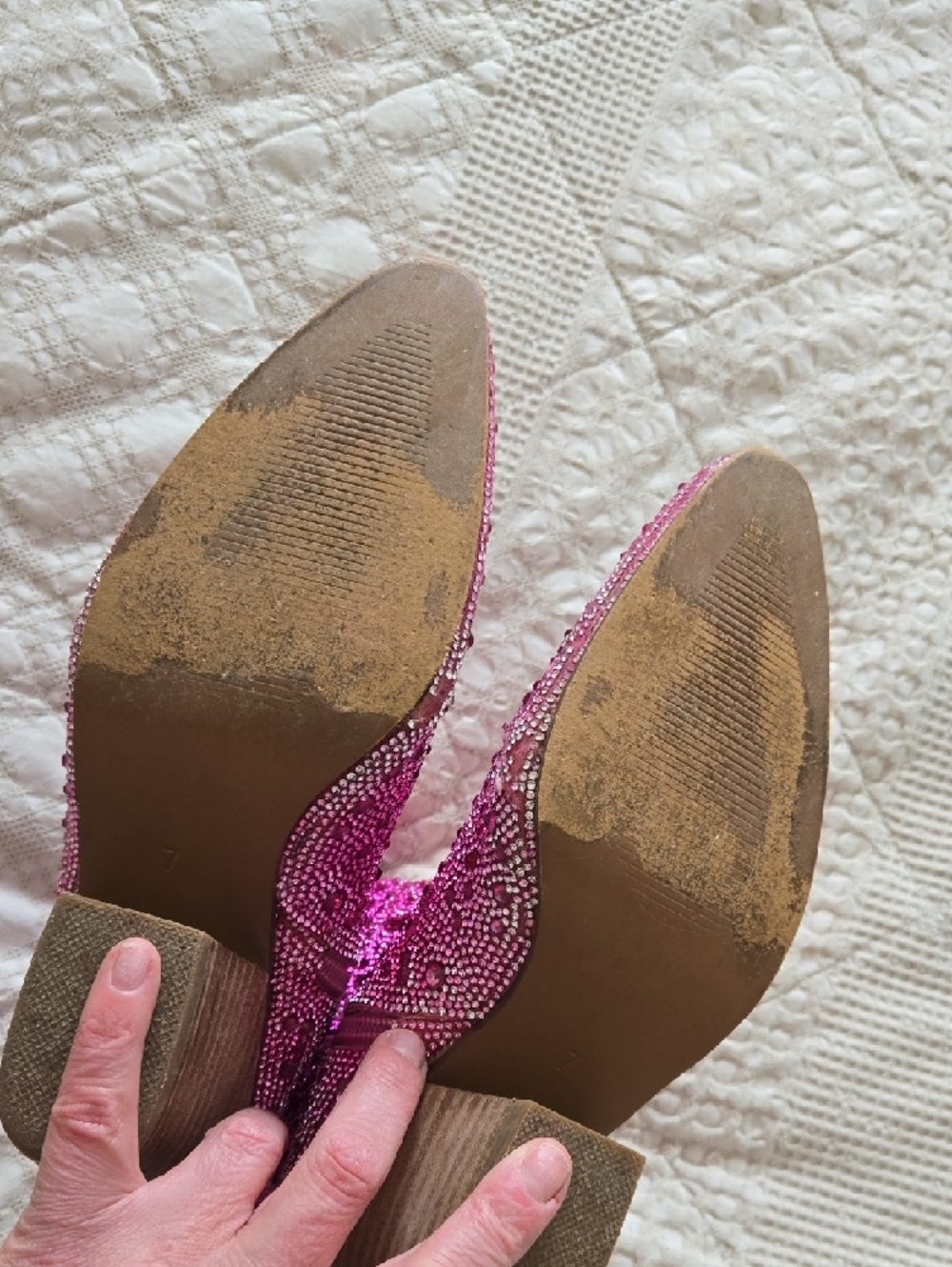 Hot Pink Rhinestone Cowgirl Western Sparkly Ankle Boots Size 7 - Picture 6 of 10